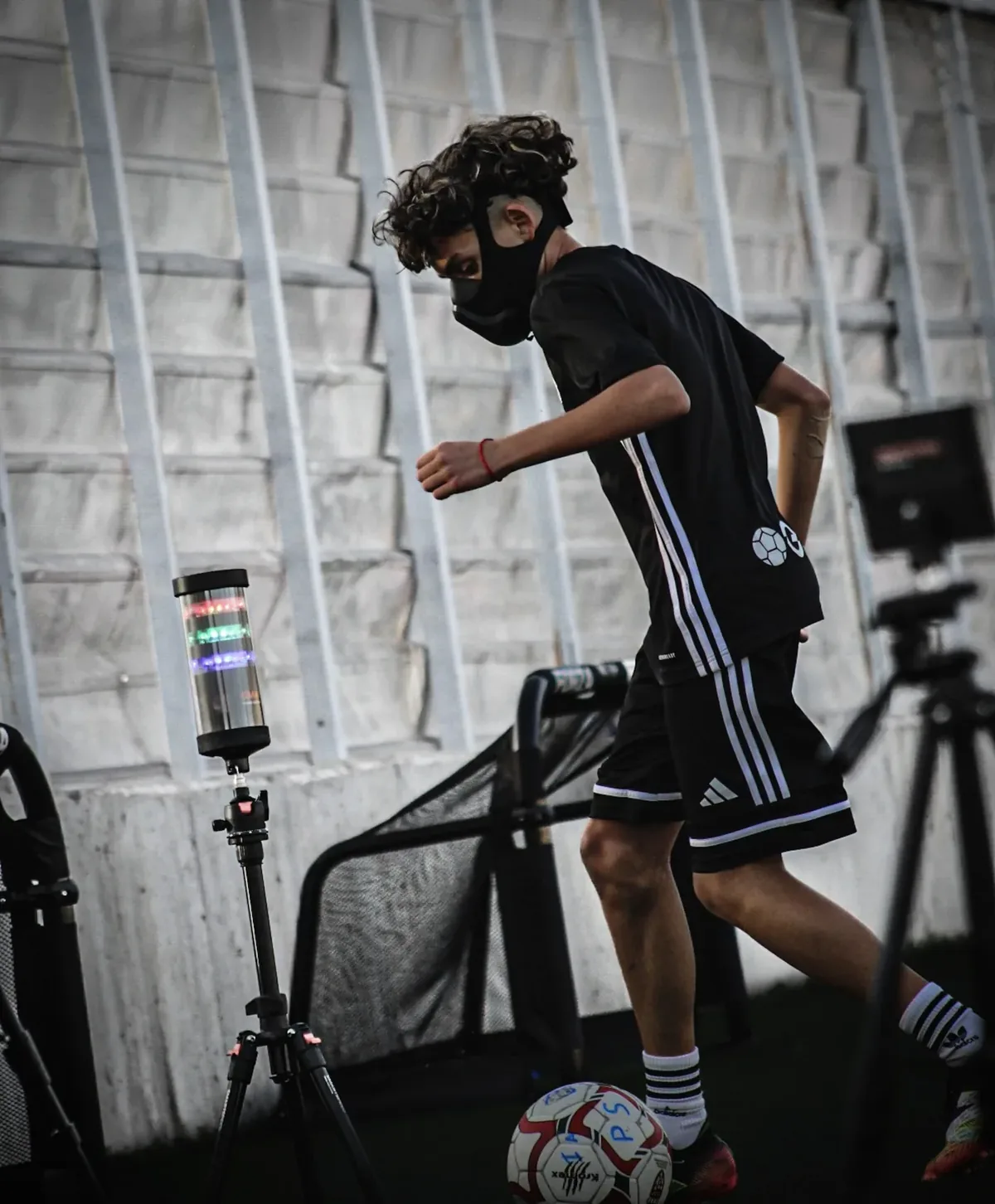 A Youth Stars Academy player in a speed session with timing gates